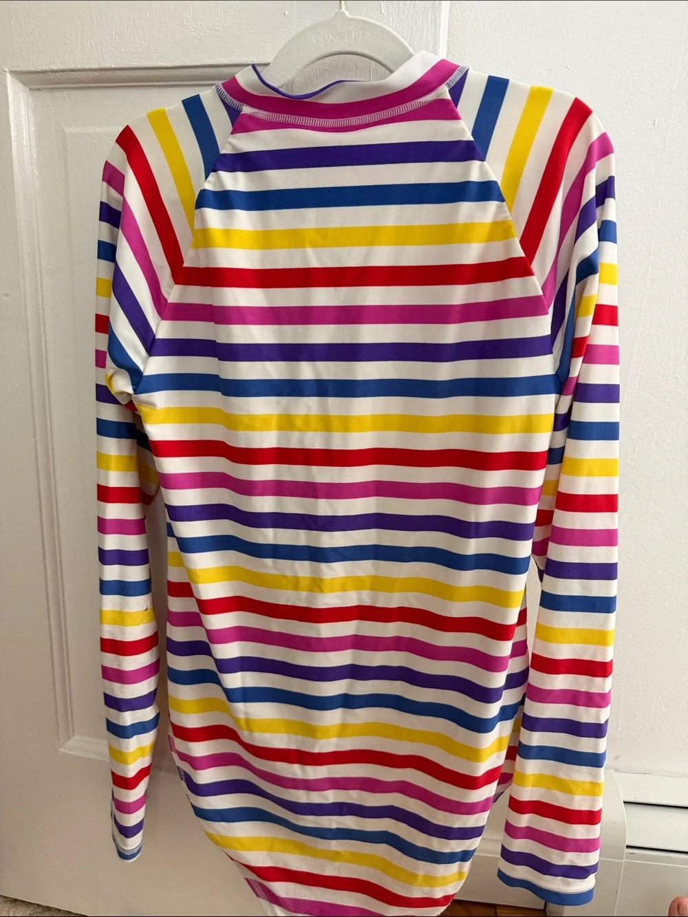 Crewcuts Rainbow Stripe Long-Sleeve Rashguard - Yellow Zipper